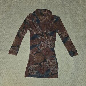 Long Sleeve Floral Wrap Dress in Multicolor